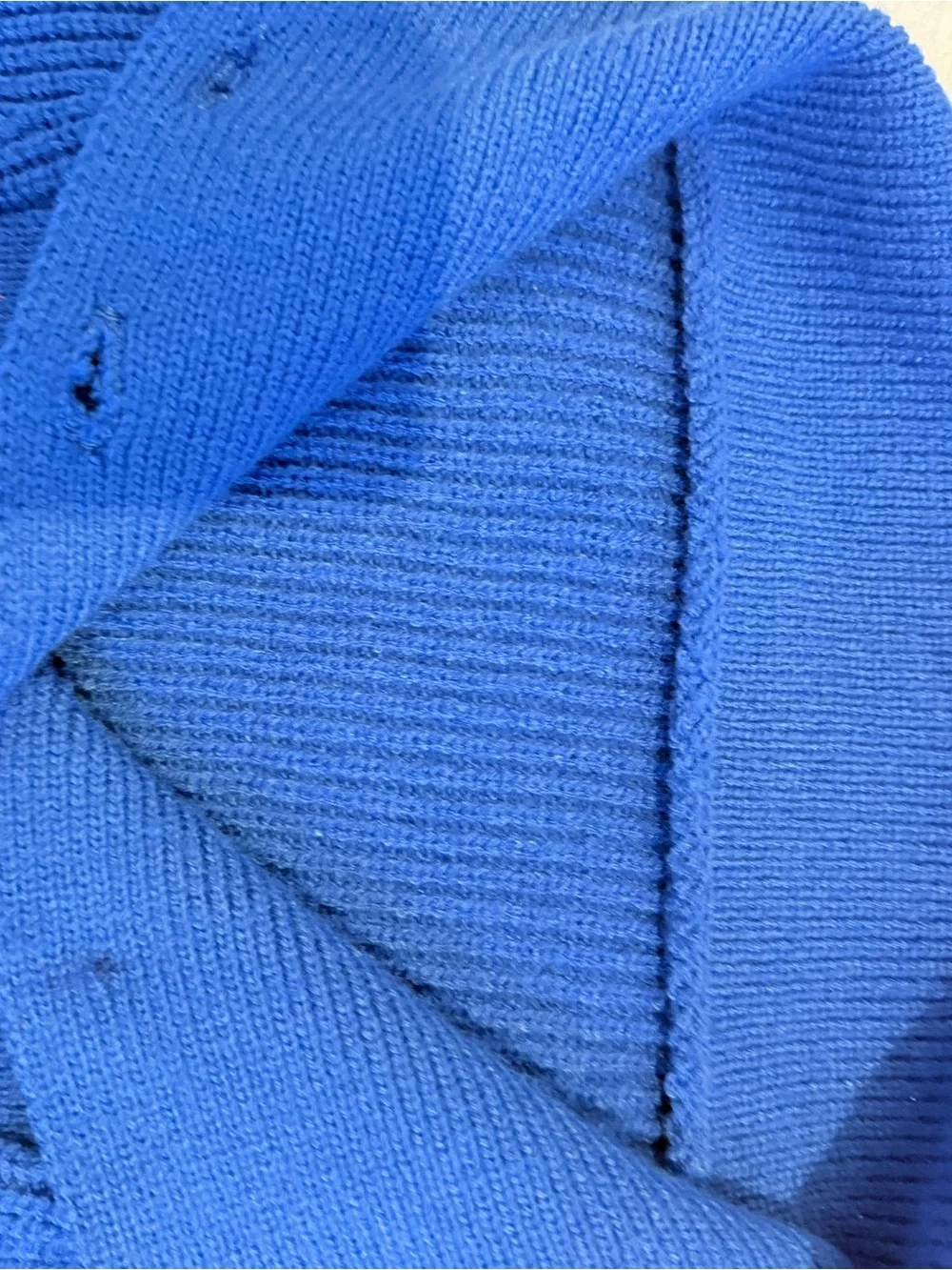 Blue Button-Neck Women’s Sweater - Picture 8 of 10
